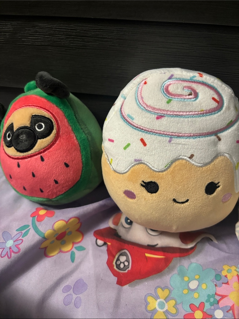 Squishmallow pug & cinnamonbun duo